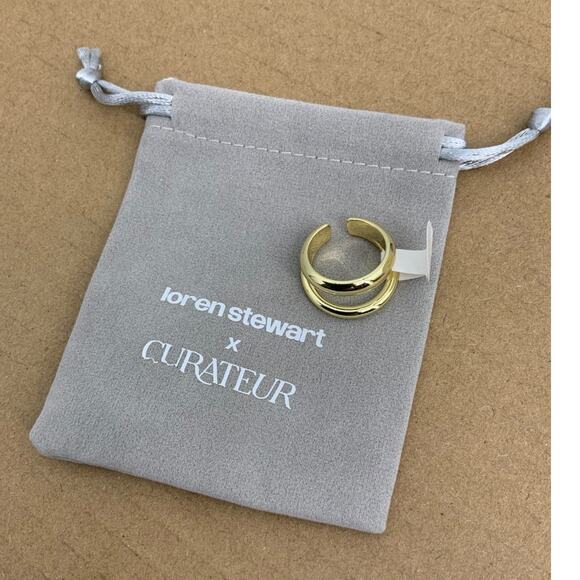 Loren Stewart Deux Open Band Gold Plated Brass Rings Size 7 NWT $150 MSRP - Picture 2 of 5